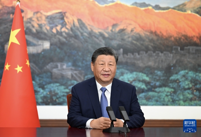 11月20日，國家主席習(xí)近平向2024年世界互聯(lián)網(wǎng)大會(huì)烏鎮(zhèn)峰會(huì)開幕視頻致賀。 新華社記者 謝環(huán)馳 攝